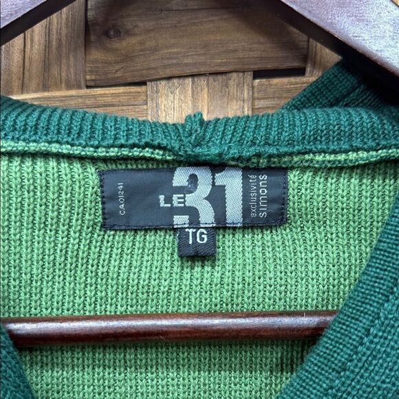 Green Hooded Men's Sweater - Picture 2 of 4